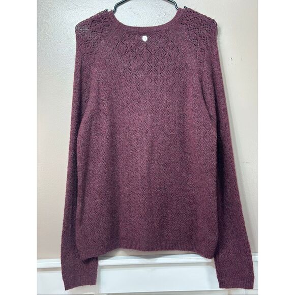 NWOT Kühl Sonata Pointelle Merino Wool Blend Knitted Maroon Sweater Women's L - Picture 10 of 11